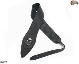 G637 SKULL electric/bass guitar strap, genuine leather