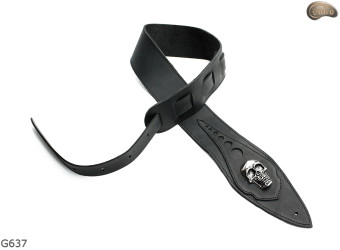 G637 SKULL electric/bass guitar strap, genuine leather