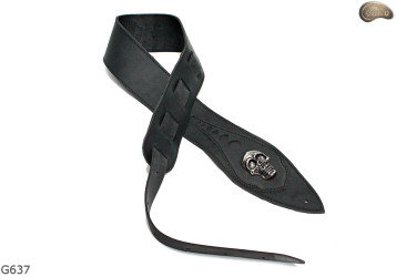G637 SKULL electric/bass guitar strap, genuine leather