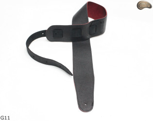 Pas do gitary elektrycznej/ basowej G11 RED skóra naturalna, dwustronny