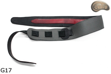 Pas do gitary elektrycznej/ basowej G17 RED dwustronny skóra naturalna