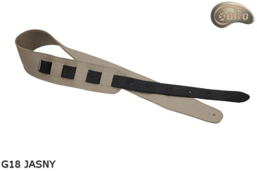 Courroie pour guitare électrique/basse G18 – Beige clair/Écru – Réversible – Cuir véritable