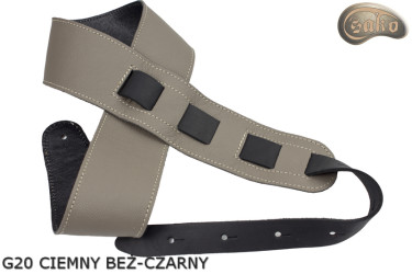 Pas do gitary elektrycznej/ basowej G21 ciemny beż czarny dwustronny skóra naturalna