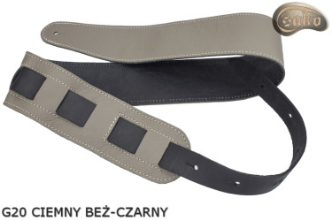 G21 Reversible Genuine Leather Guitar/Bass Strap (Dark Beige/Black)