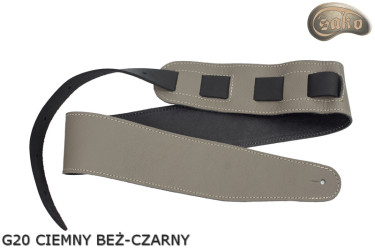 Pas do gitary elektrycznej/ basowej G21 ciemny beż czarny dwustronny skóra naturalna