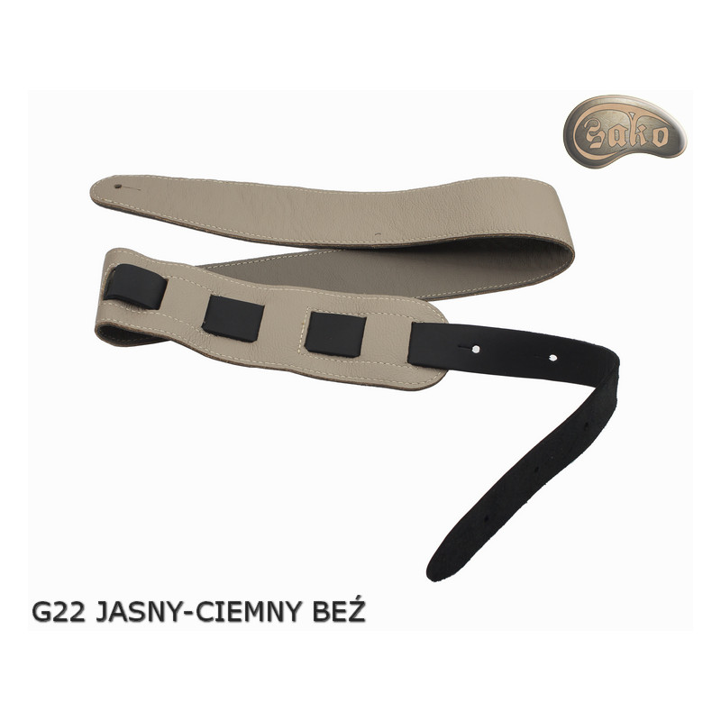 G22 Reversible Genuine Leather Electric/Bass Guitar Strap (Dark & ​​Light Beige)