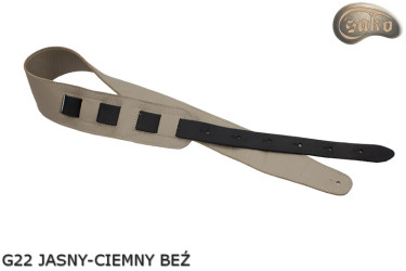 Pas do gitary elektrycznej/ basowej G22 ciemny jasny beż dwustronny skóra naturalna