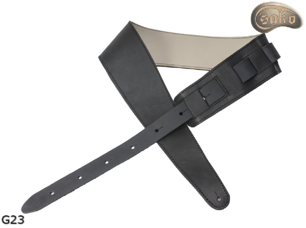G23 Electric/Bass Guitar Strap – Reversible (Black/Light Beige) – Genuine Leather